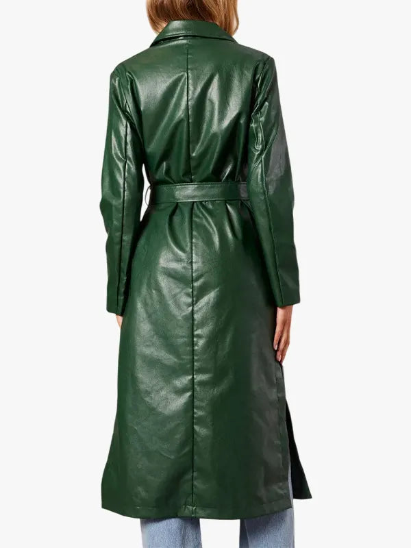 Green Trench Coat Long Sleeves 