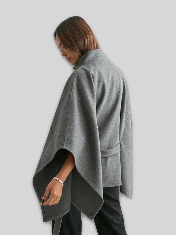 Grey Nelly Fancy Poncho Jacket For Women