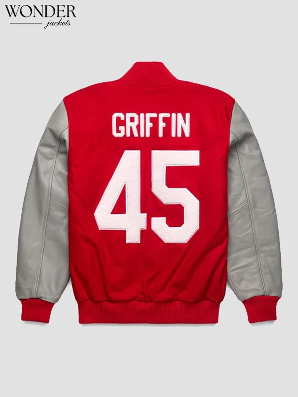 HOMAGE Archie Griffin GOAT Varsity Jacket Red & Grey