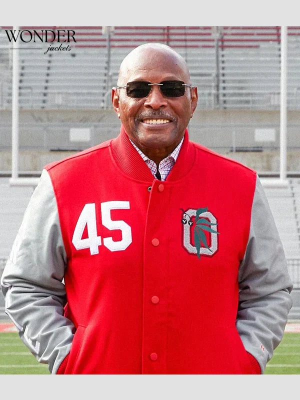 HOMAGE Archie Griffin Red & Grey GOAT Varsity Jacket