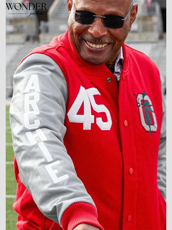 HOMAGE Archie Griffin Red & Grey Varsity Jacket