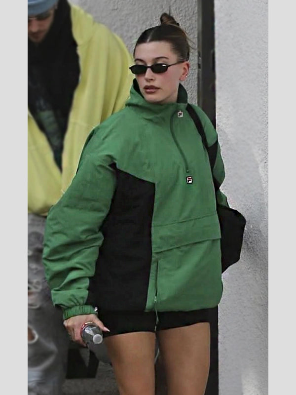 Hailey Bieber Green Half Zip Jacket