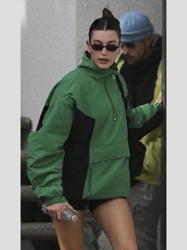 Hailey Bieber Half Zip Anorak Jacket Green