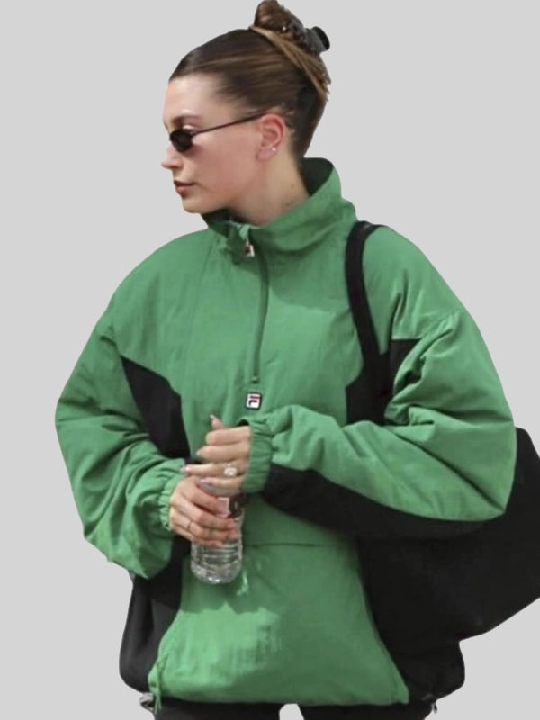 Hailey Bieber Half-Zip Jacket Green