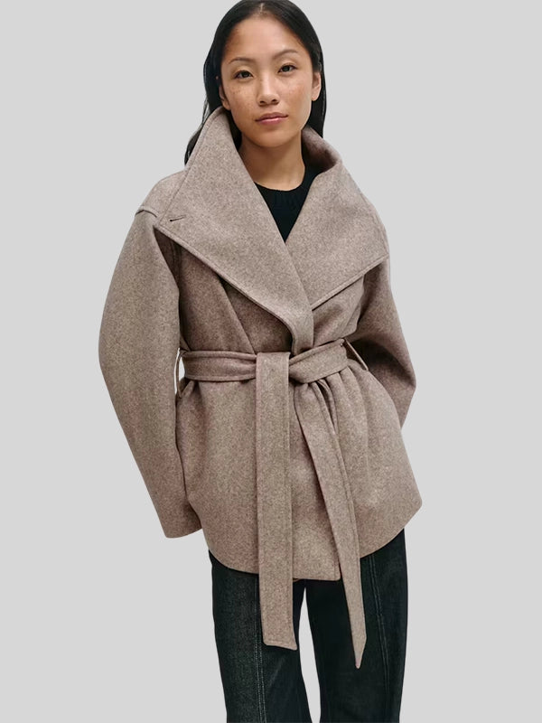 High Neck Short Jacket Beige