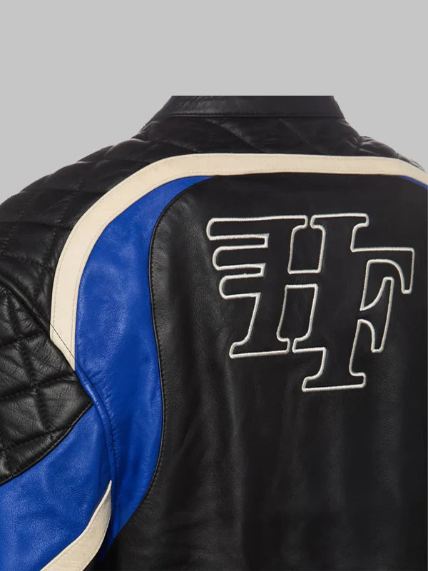 Homme Femme Black and Blue Leather Jacket