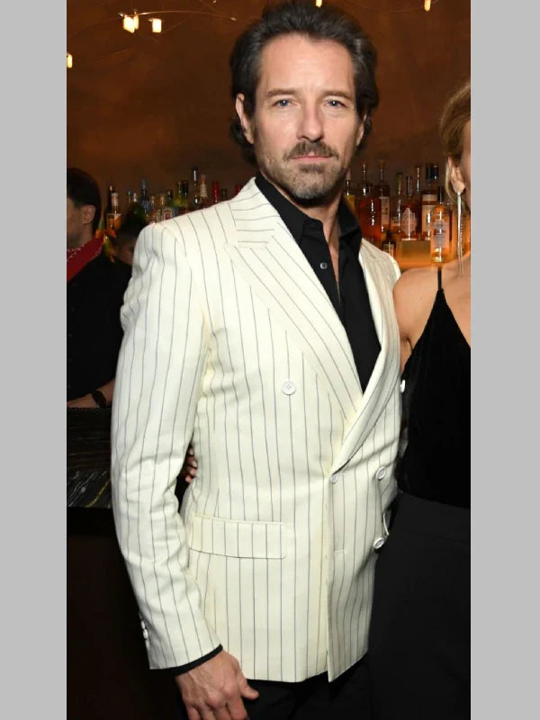 Ian Bohen Yellowstone S05 Premiere White Striped Blazer