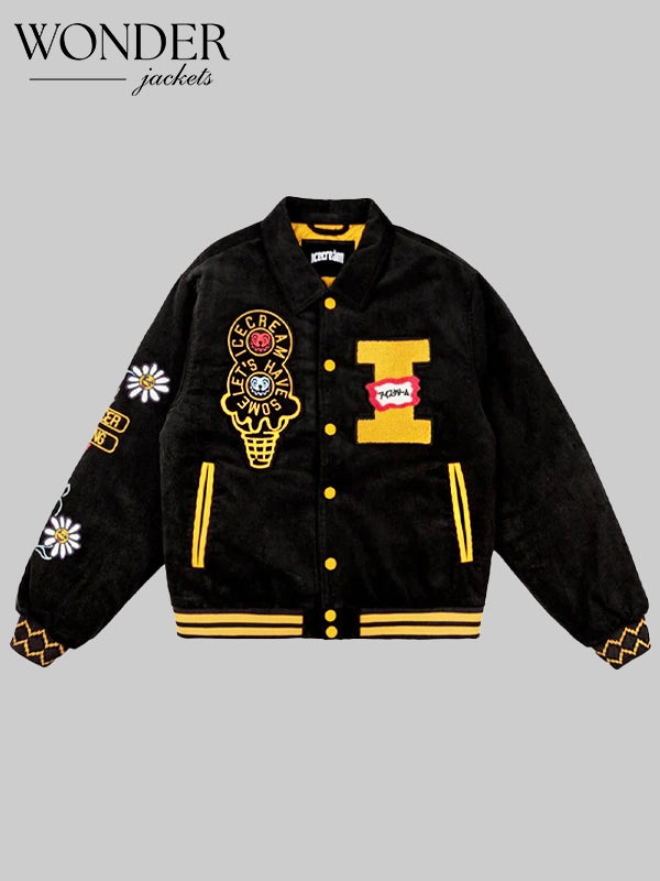 Ice Cream Team Black Varsity Jacket