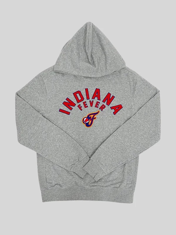 Indiana Fever Chenille Caitlin Clark Hooded Grey Sweatshirt