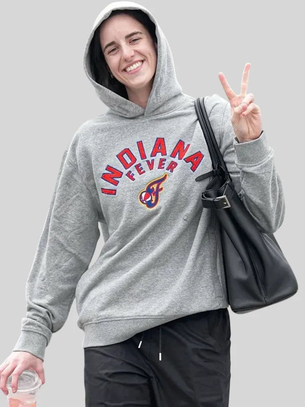 Indiana Fever Chenille Hooded Grey Sweatshirt