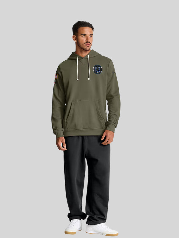 Indianapolis Colts Nike 2025 Salute to Service Sideline Standard Issue Dri FIT Hoodie Olive