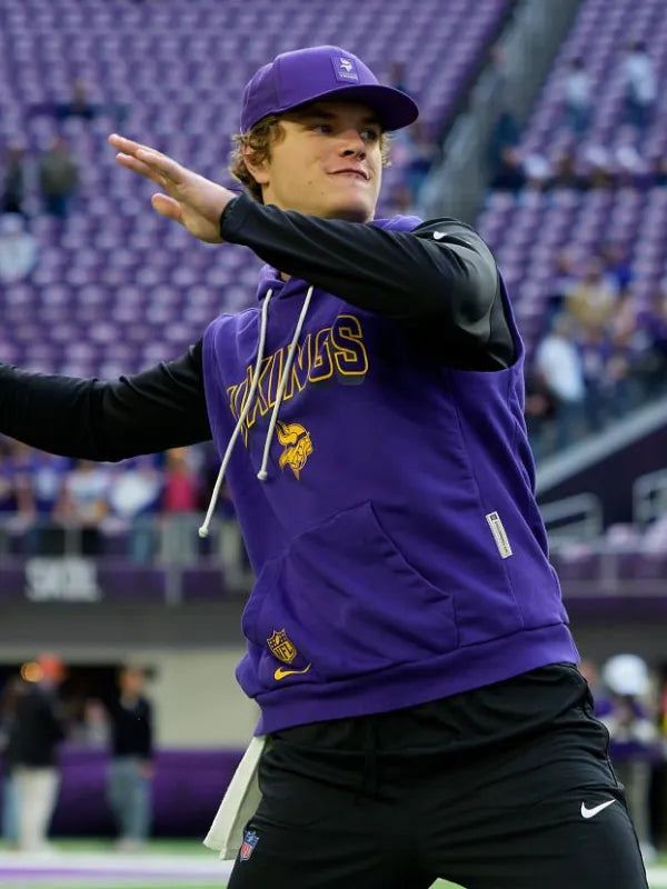 J.J. McCarthy Vikings Sideline Sleeveless Hoodie