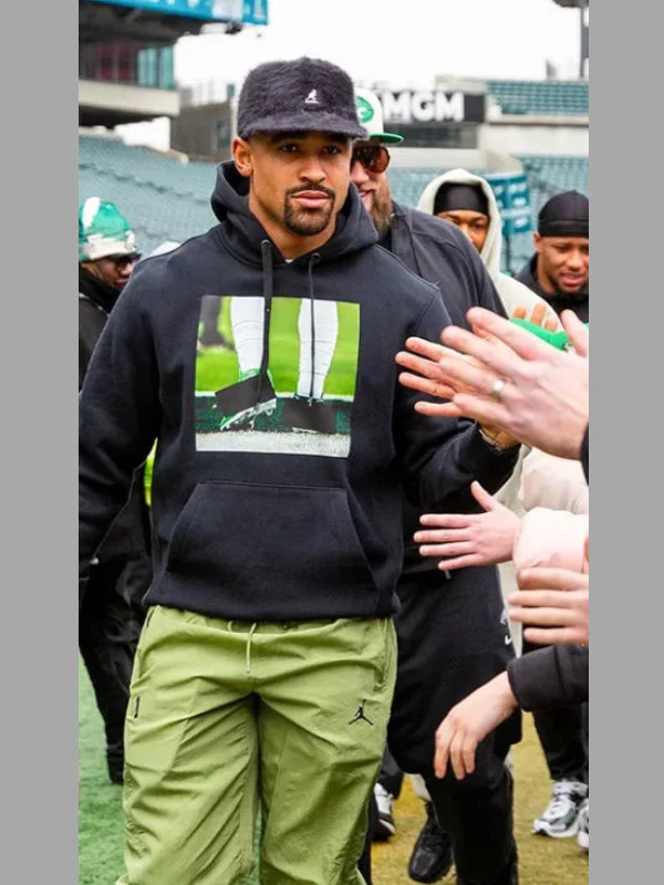 Jalen Hurts_Eagles_Super_Bowl_LIX_Arrivals_Hoodie_Black