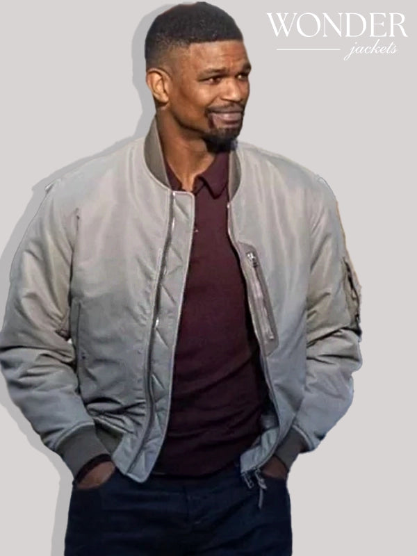 Jamie Foxx Back in Action Grey Bomber Jacket