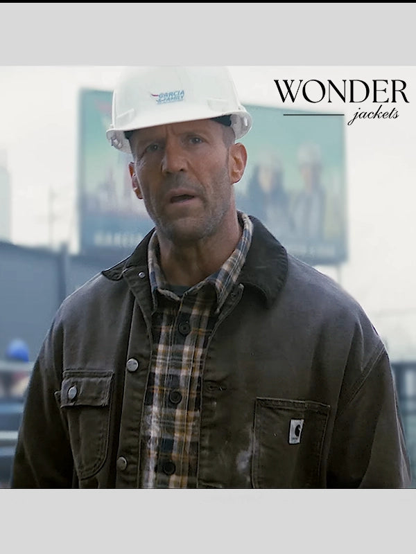 Jason Statham A Working Man 2025 Levon Cade Grey Jacket