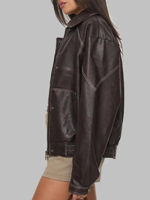 Jaxton Brown Faux Leather Jacket