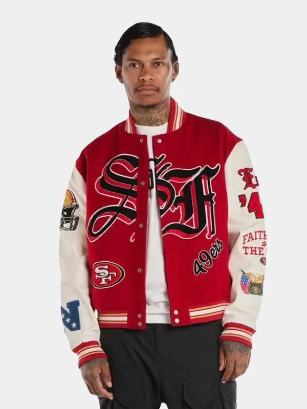 Jeff Hamilton San Francisco 49ers Wool and Leather Varsity Jacket