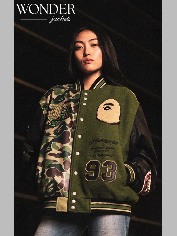 Jeff Hamilton x Bape Green Varsity Jacket