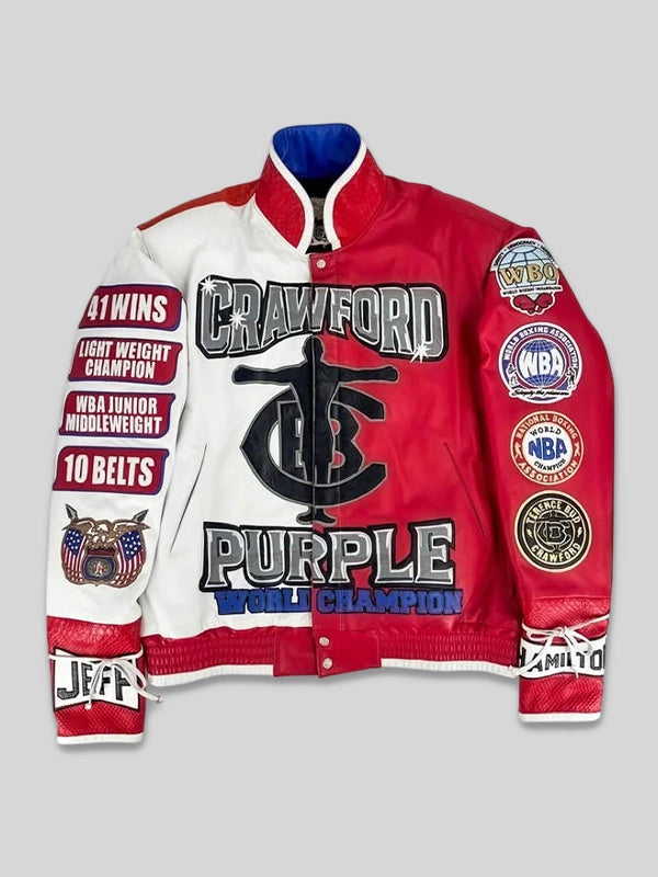 Jeff Hamilton x Purple World Champion Terence Allan Omaha Crawford Leather Jacket
