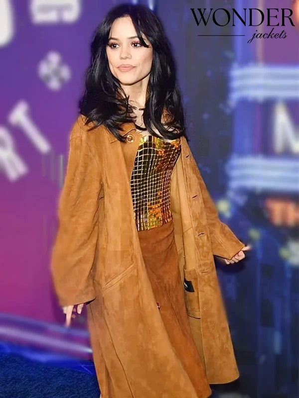 Jenna Ortega SNL 50 Homecoming Brown Coat