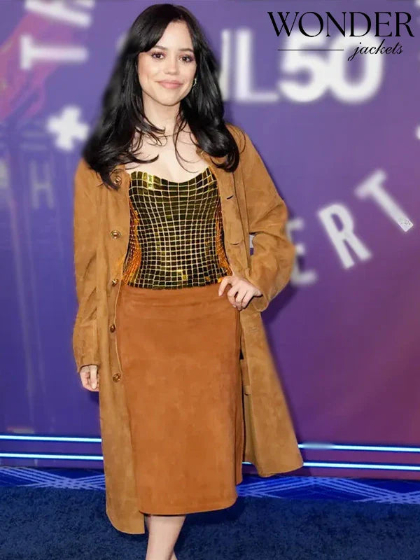 Jenna Ortega SNL 50 Homecoming Coat Brown