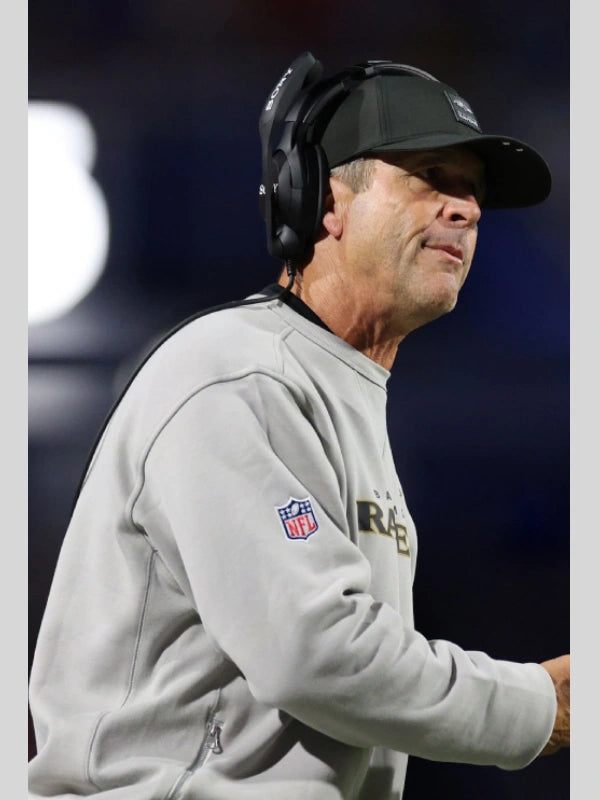John Harbaugh Ravens Sideline Grey Sweatshirt