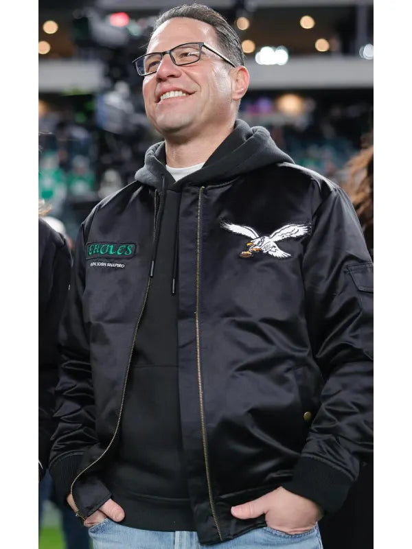Josh Shapiro Eagles Black Bomber Jacket