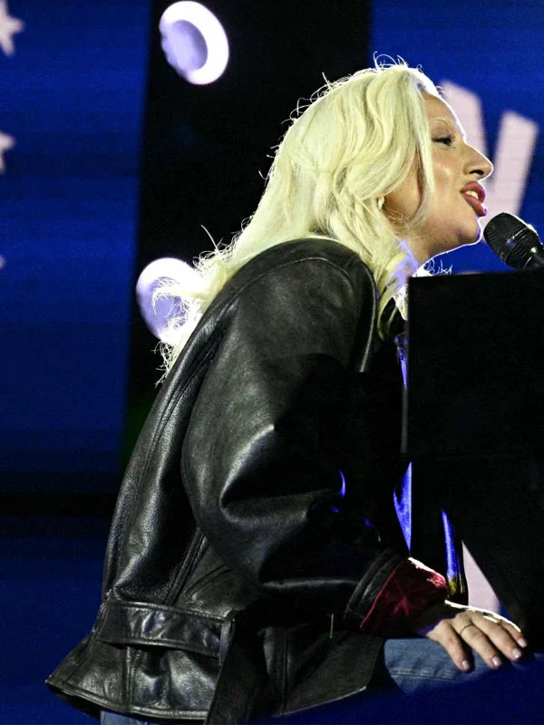 Kamala Harris’s Election day Eve Rally Lady Gaga Black Leather Jacket