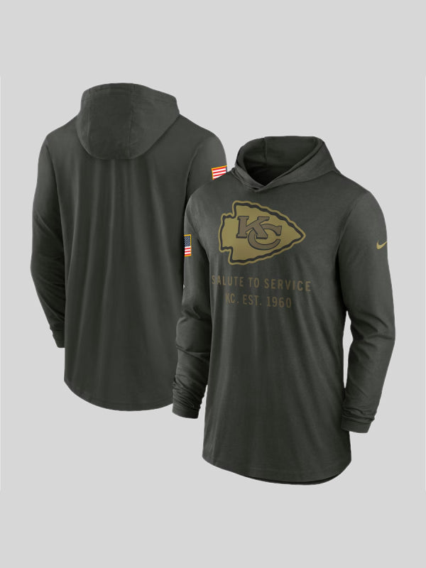 Kansas City Chiefs 2025 Salute to Service Hooded Long Sleeve T-shirt 