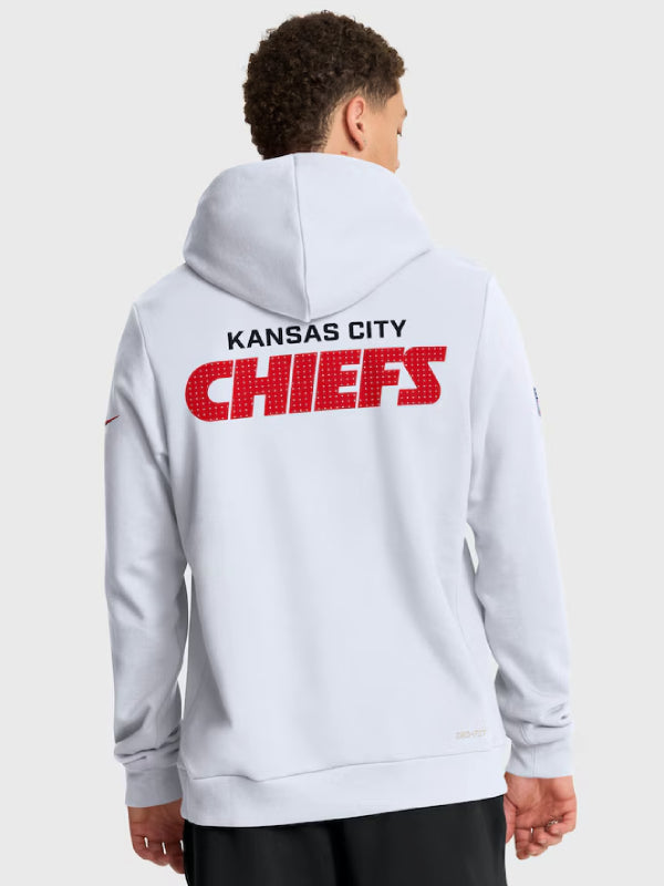 Kansas City Chiefs Nike White Sideline Hoodie 2025