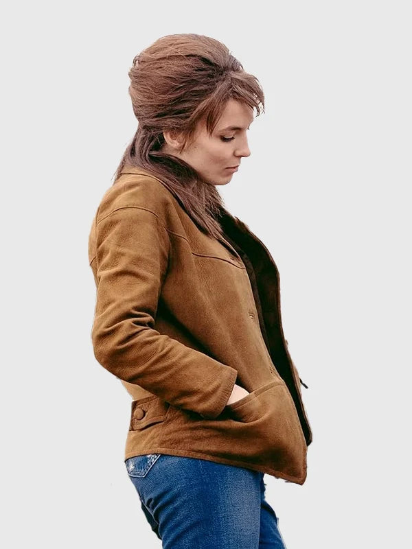 Kathy The Bikeriders Brown Suede Leather Jacket