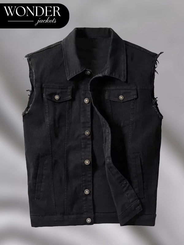 Keats The Electric State Black Denim Vest