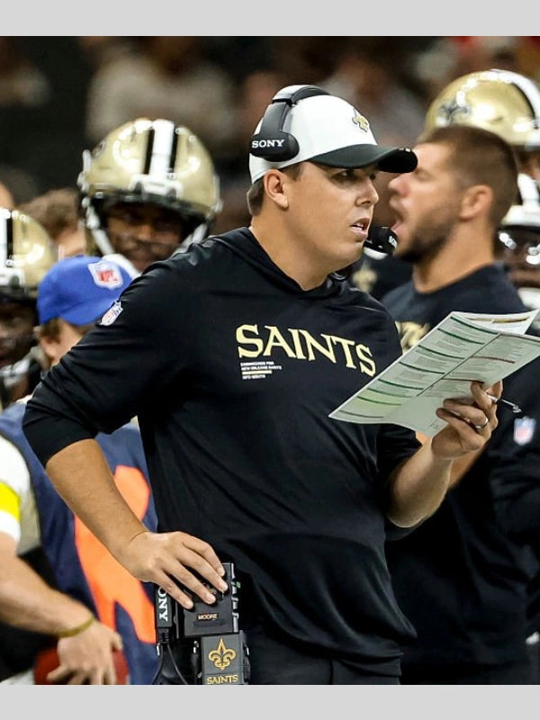 Kellen Moore Saint Sideline Long Sleeve Black Hoodie T-Shirt
