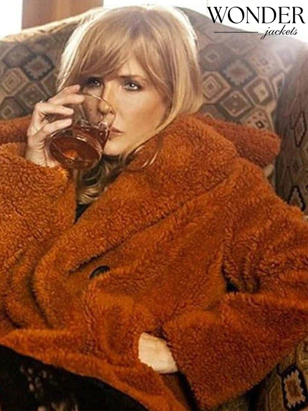 Kelly Reilly Yellowstone Orange Shearling Coat