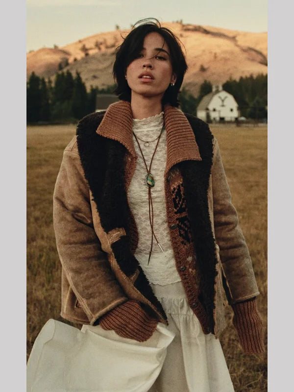 Kelsey Asbille Yellowstone Shearling Leather Jacket