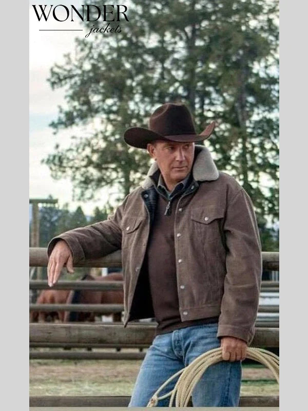 Kevin Costner Yellowstone Brown Corduroy Jacket