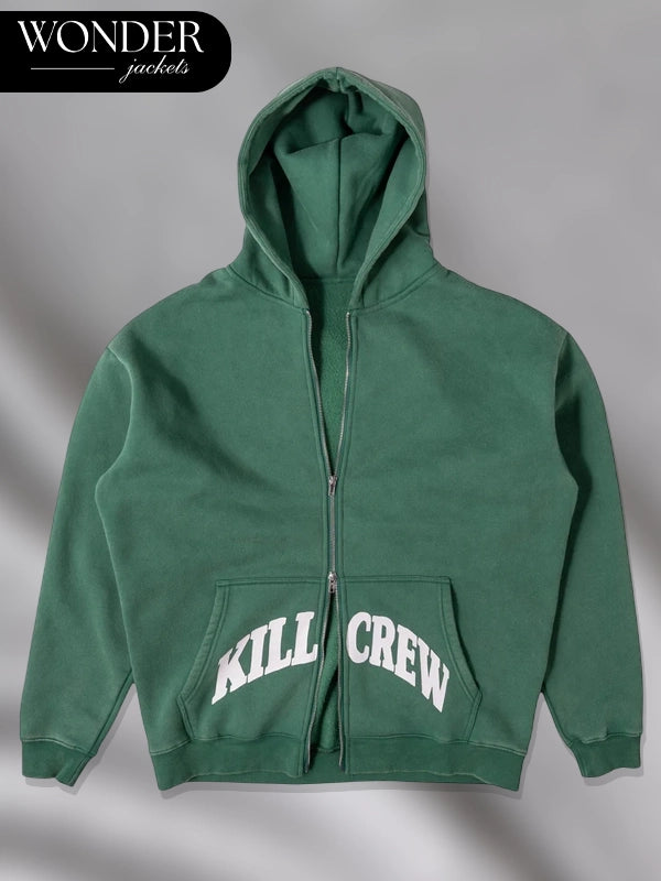 Kill Crew Zip-Up Green Hoodie