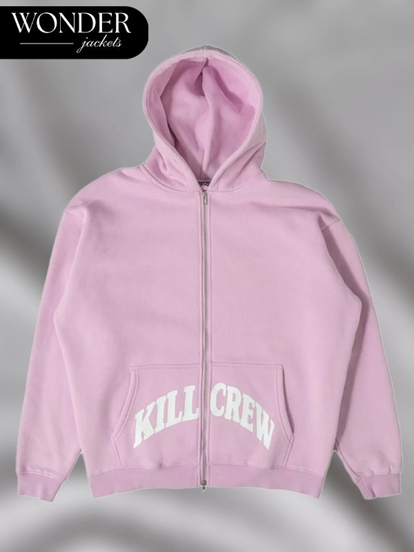 Kill Crew Zip Up Hoodie Pink