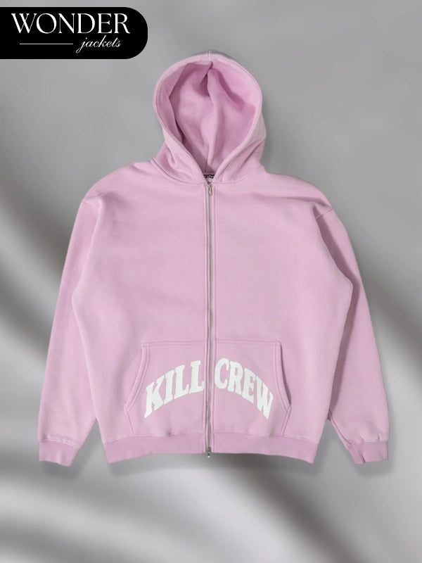 Kill Crew Zipper Pink Hoodie