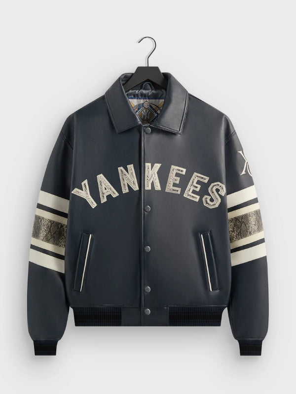 Kith AVIREX for the New York Yankees Leather Jacket Blue