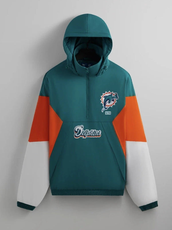 Kith Miami Dolphins Quarter Zip Anorak Jacket With Hood