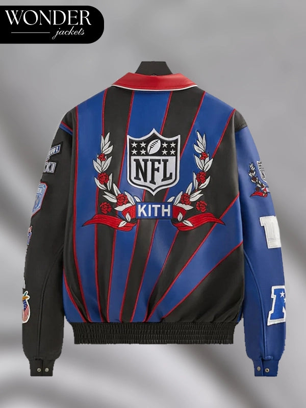 Kith x Jeff Hamilton NFL Giants Leather Varsity Jacket Multicolor
