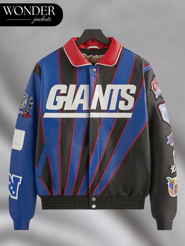 Kith x Jeff Hamilton NFL Giants Leather Varsity Jacket