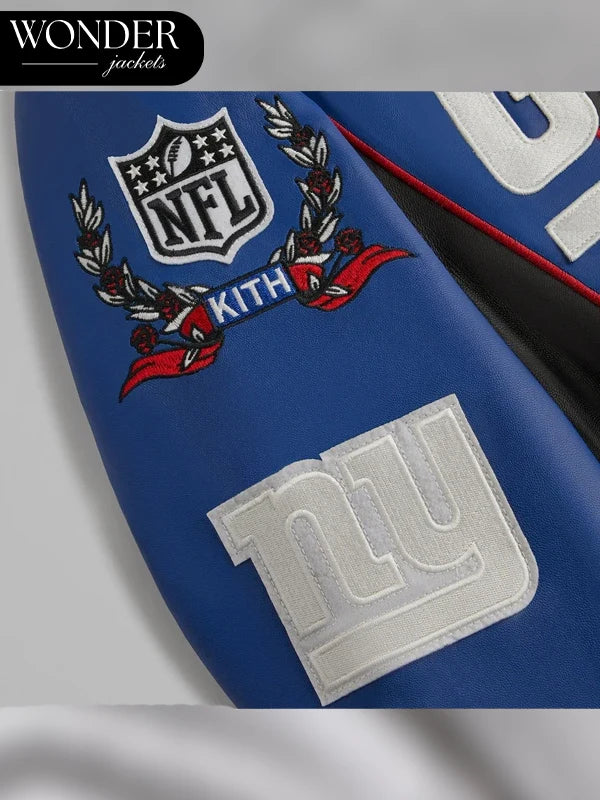 Kith x Jeff Hamilton for the NFL Giants Leather Varsity Jacket