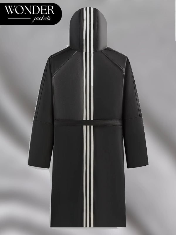 Kith x Adidas Black Leather Hooded Coat