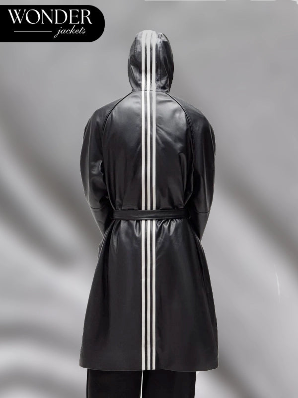 Kith x Adidas White Striped Leather Coat