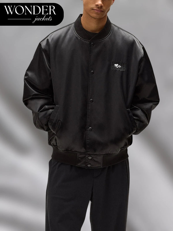 Kith x Peanuts Satin Bomber Jacket Black