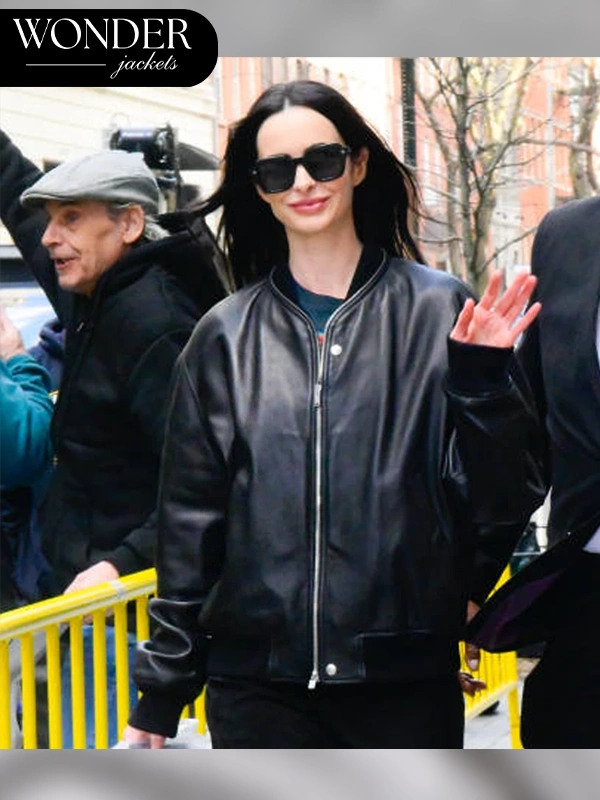 Krysten Ritter Hudson Square Black Leather Bomber Jacket