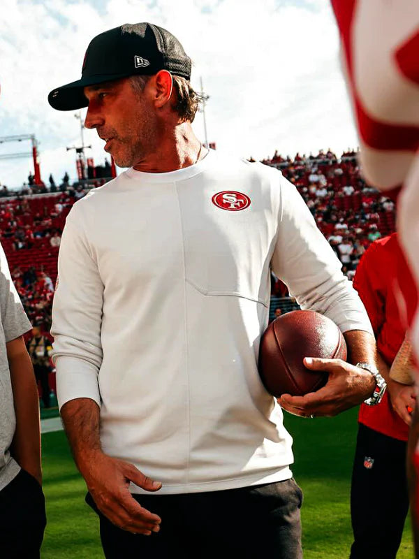 Kyle Shanahan 49ers Nike Sideline Coach Long Sleeve Shirt White
