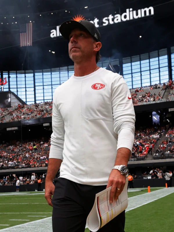 Kyle Shanahan 49ers Sideline Nike Coach Long Sleeve Shirt White